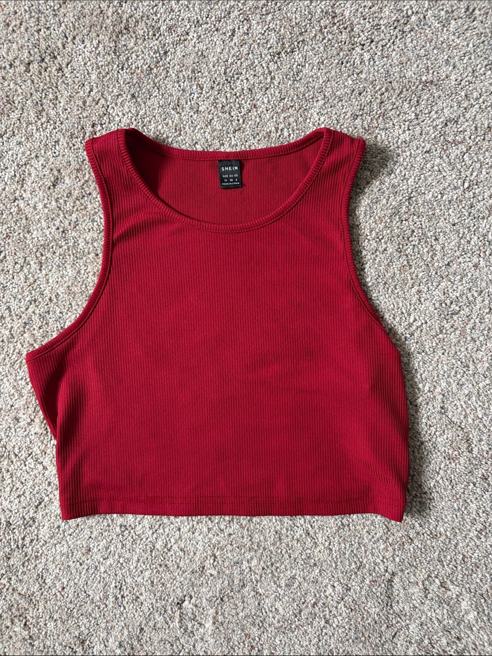 SHEIN Crimson Ribbed Cropped Tank